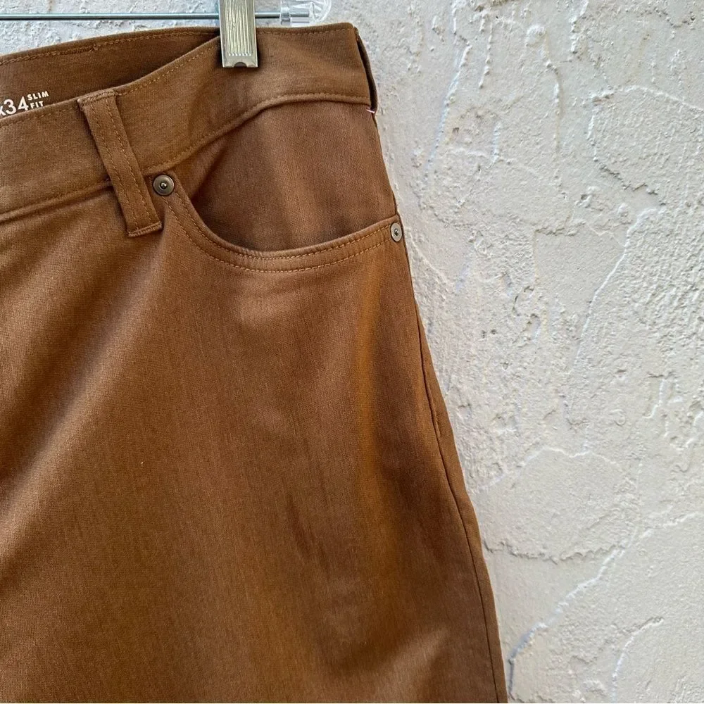 BANANA REPUBLIC Jeans Men 40/34 Traveler Slim Fit Tapered Stretch Brown‎